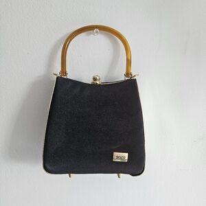 Polo Brown & Gold Handbag with Tan Handle And Shimmer Accents